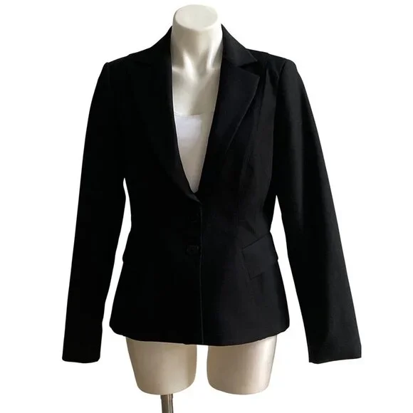White House Black Market Signature Black Double-Button Closure Blazer, Size 10 - Picture 2 of 11